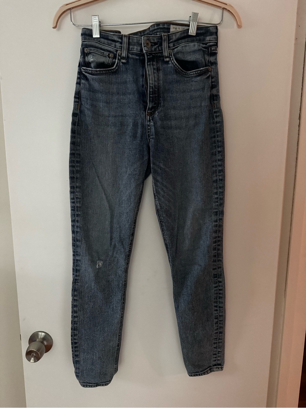 rag & bone High-Rise Straight Jeans - Dark Blue Wash
